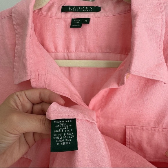 NEW Ralph Lauren Green Label Pink 100% Linen Button-Up Shirt Size XL - Picture 6 of 6
